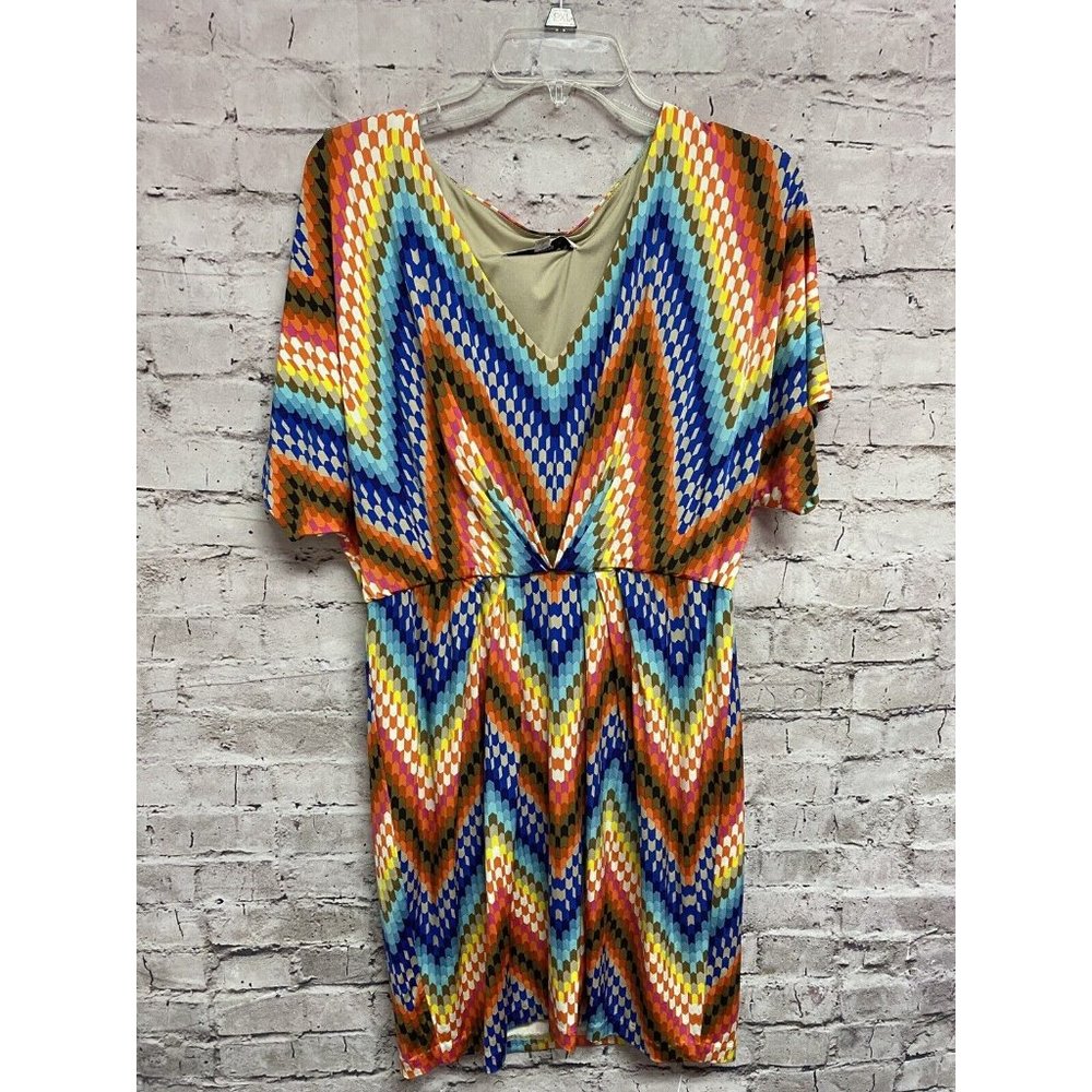 Trina Turk Women’s Dress Multi Color Size 10 V Neck Knee Length
